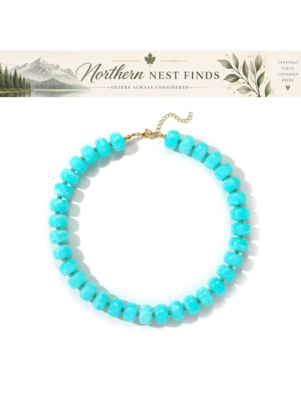 Chunky Beaded Necklace Boho Resin Statement Choker